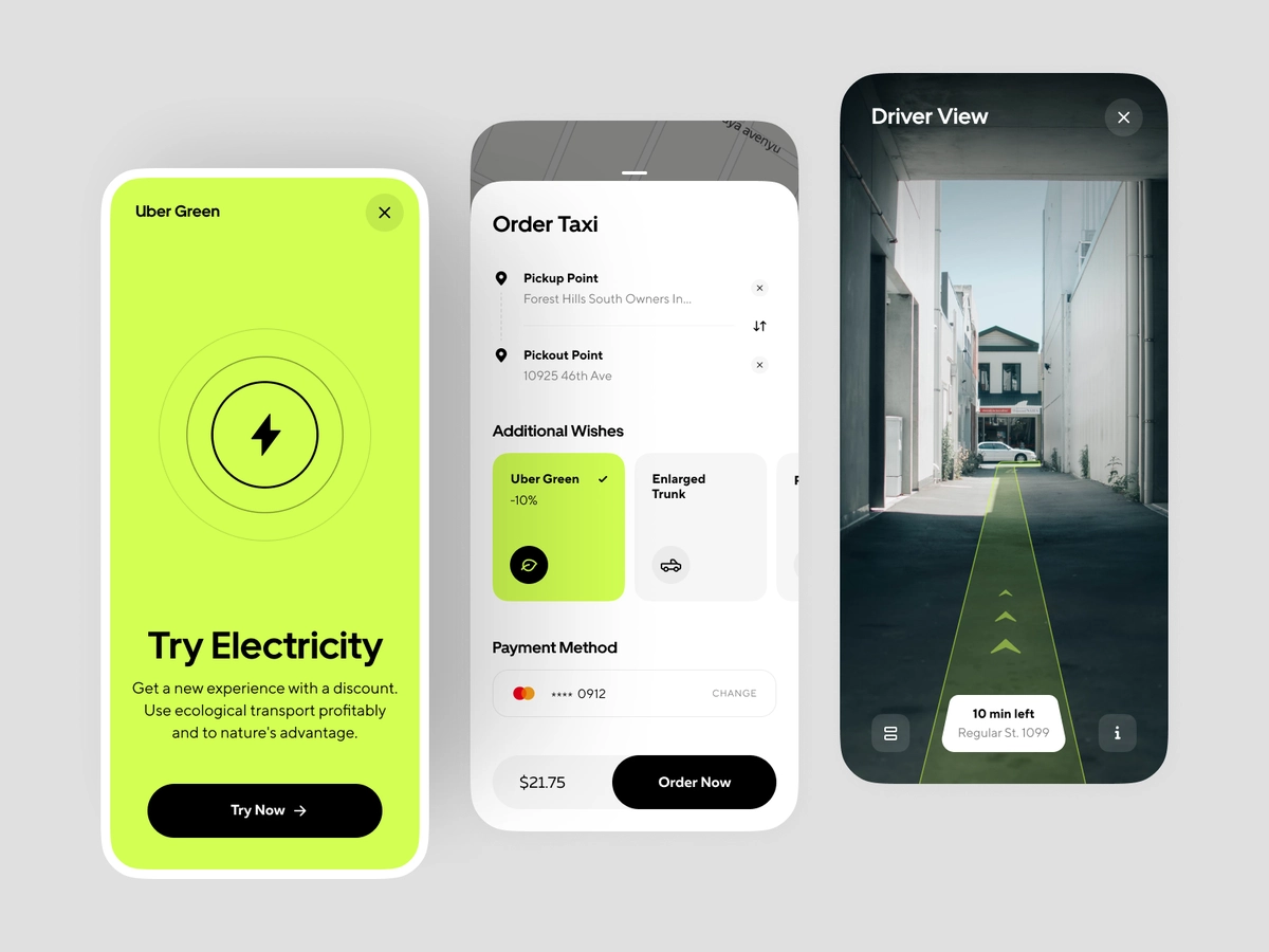 Green Taxi App Concept Design