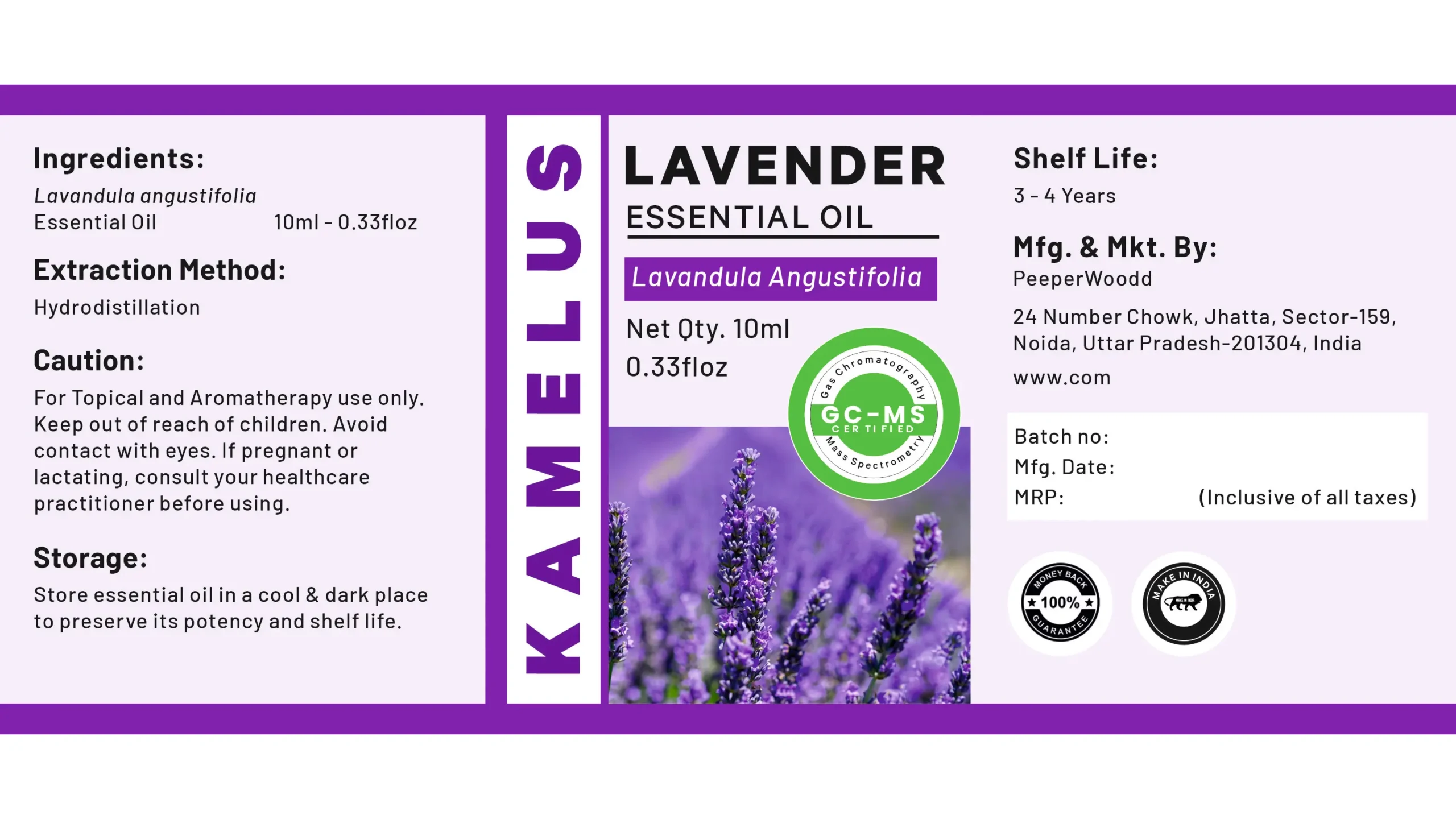 Lavender Essential Oil Label Design